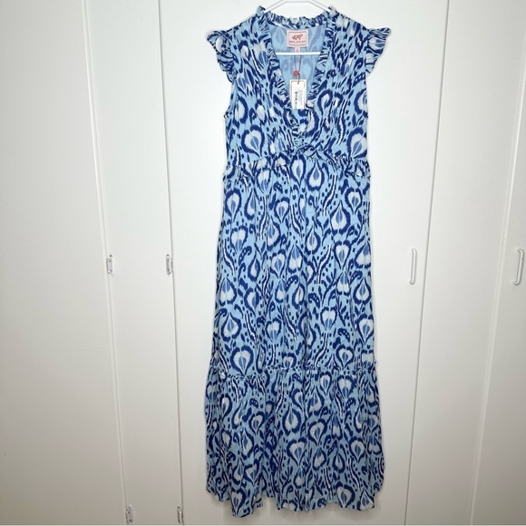 NWT Banjanan Womens Ruffled Neck Tea-Length Tunic Dress Size Small - Picture 2 of 10